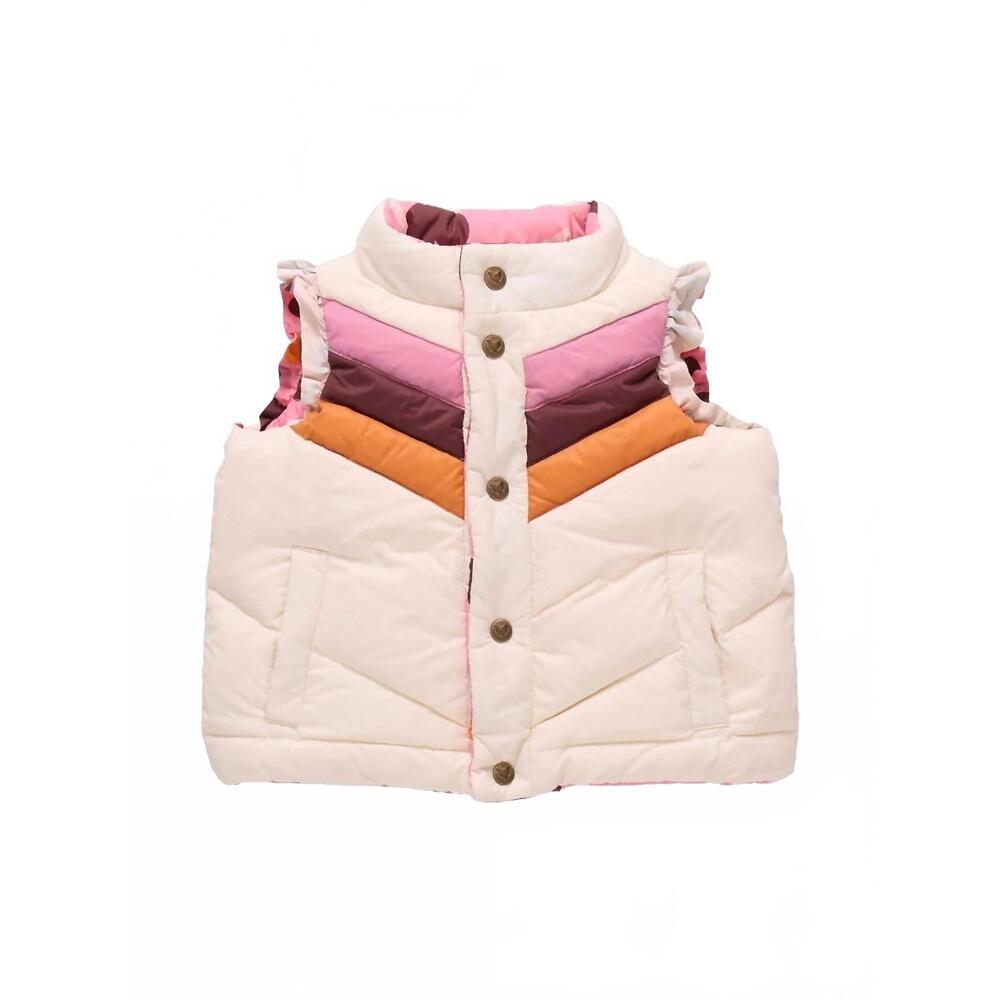 NEW PINK CHICKEN girl's reversible ruffle ellis vest in pink chicken